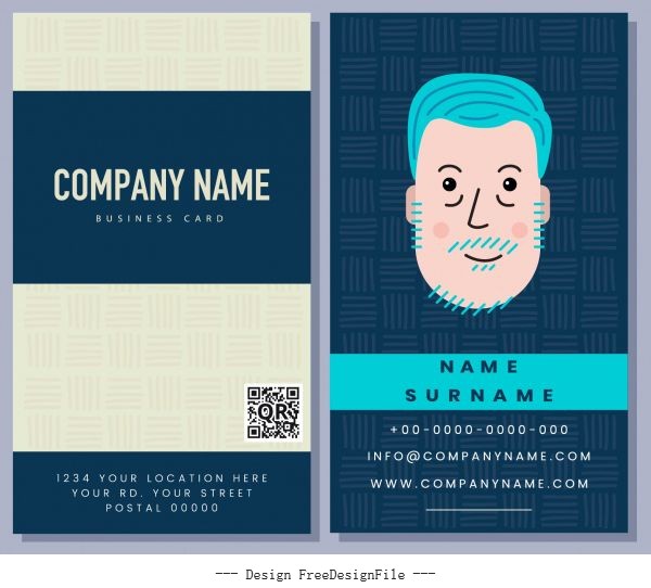 Business card template old man handdrawn vector