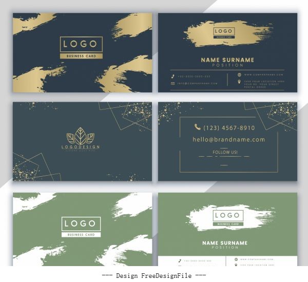 Business card templates grunge elegance themes vector