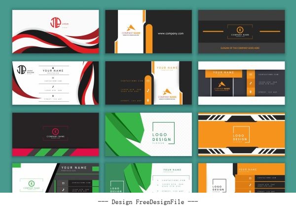 Business card templates modern colored illustration vector