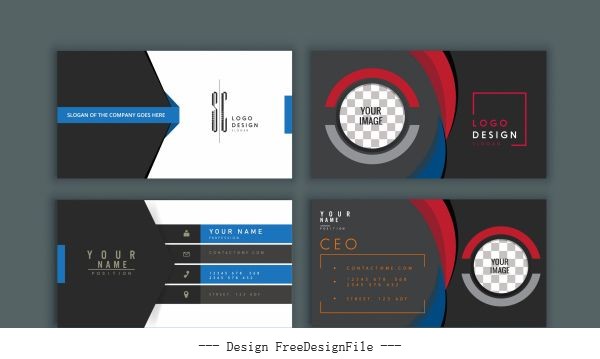 Business card templates modern dark vector
