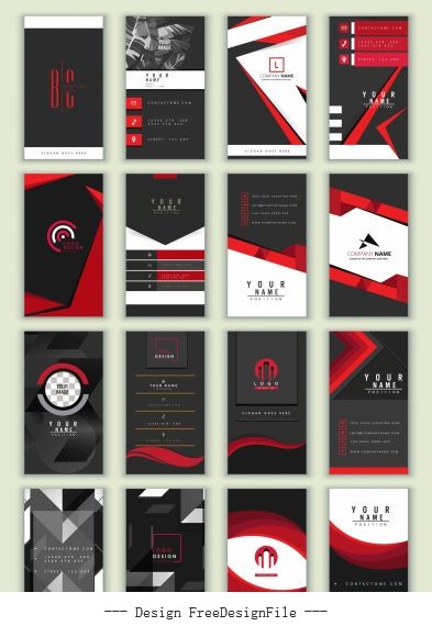 Business cards templates collection dark abstract vector