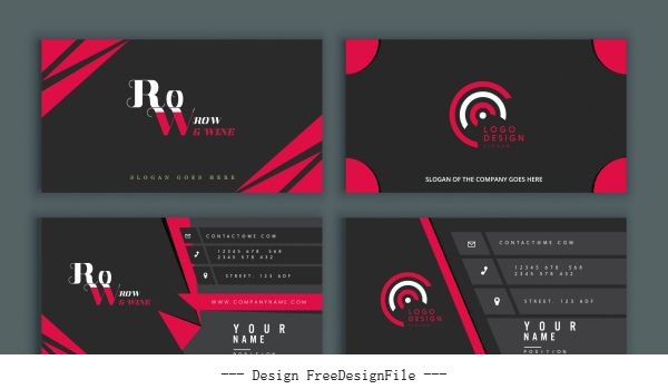 Business cards templates modern black red vector