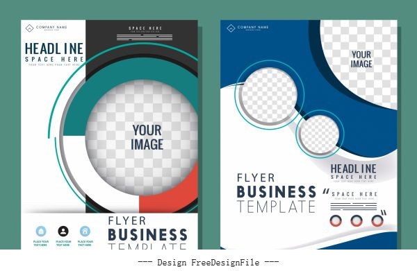 Business flyer templates colorful modern checkered circles illustration vector