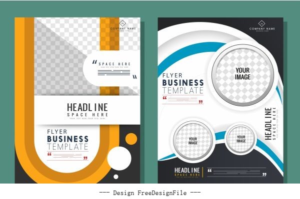 Business flyer templates dynamic colorful modern decor vector design