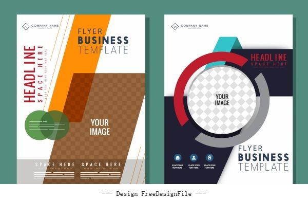 Business flyer templates bright colorful modern vector