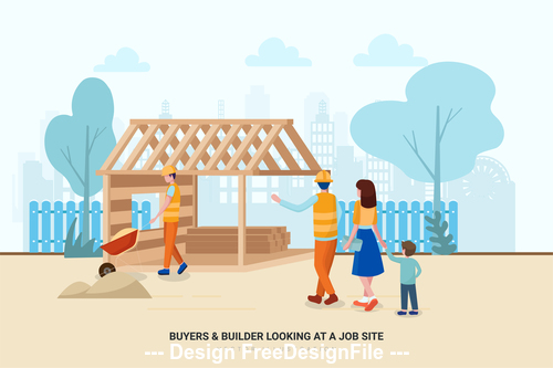 Buyers builder looking at a job site vector