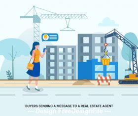 Buyers sending a message to a real estate agent vector