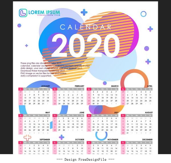 Calendar 2020 set vector