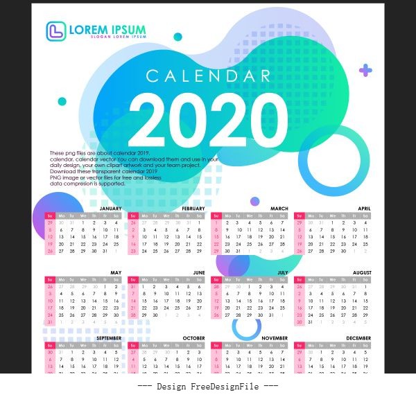 Calendar 2020 vector
