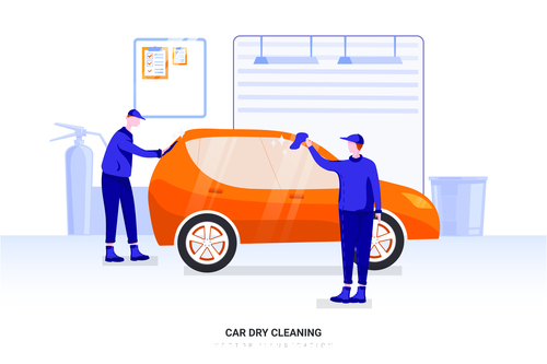 Car dry cleaning illustration vector