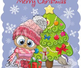 Cartoon animals at the christmas tree vector