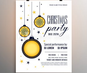 Cartoon christmas ball background new year party flyer vector