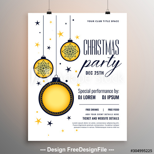 Cartoon christmas ball background new year party flyer vector