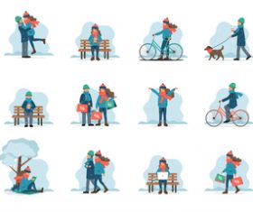 Cartoon couple dating vector illustration