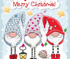 Cartoon gnome background christmas card vector