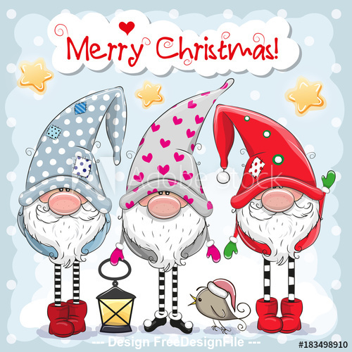 Cartoon gnome background christmas card vector