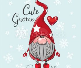 Cartoon gnome on winter background vector