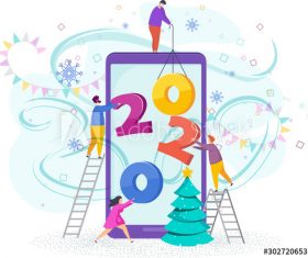 Cartoon illustration greeting new year vector