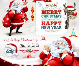 Cartoon illustration santa red label vector