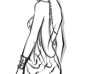 Cartoon sketch female portrait vector