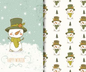 Cartoon snowman illustrations background vector