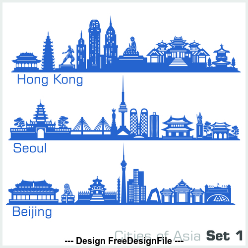 China cities building silhouette vector