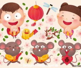 Chinese style new year poster illustration vector