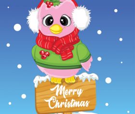 Christmas animal greeting card vector