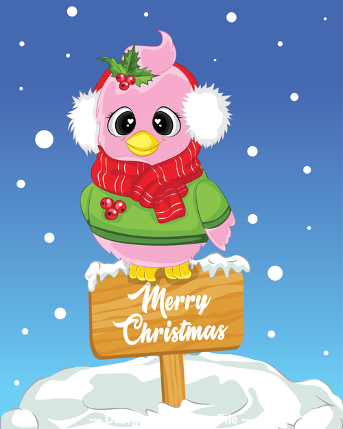 Christmas animal greeting card vector