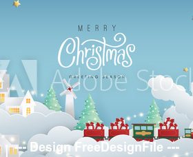 Christmas background card paper cut vector
