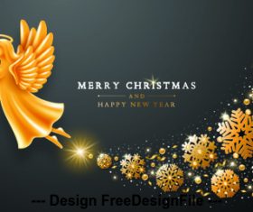 Christmas background with angels vector