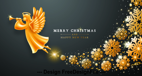 Christmas background with angels vector