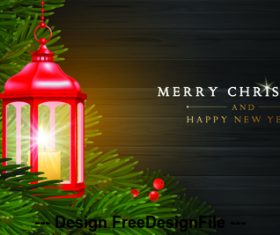 Christmas background with lights and holly card vector