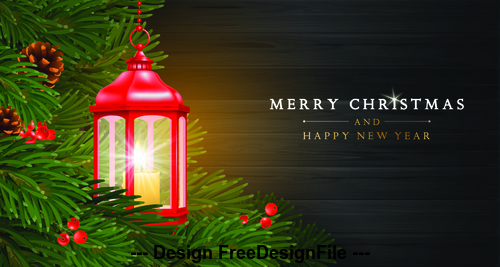 Christmas background with lights and holly card vector