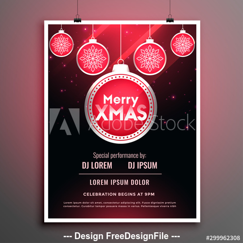 Christmas ball decoration 2020 Christmas cover flyer template design vector
