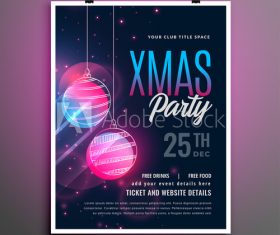 Christmas ball decoration cover party flyer template design vector