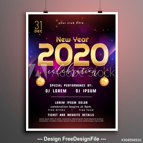 Christmas celebration cover flyer vector on purple background