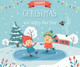 Christmas childrens fun cartoon illustration vector