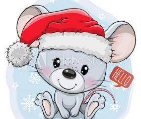 Christmas cute rat vector