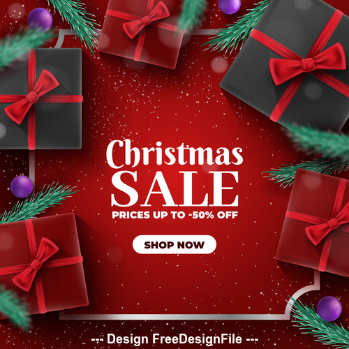 Christmas day sale card vector free download
