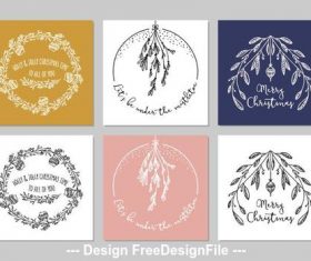 Christmas decoration greeting card collection vector