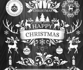 Christmas element new year greeting card vector