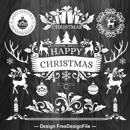 Christmas element new year greeting card vector