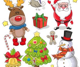 Christmas elements cartoon collection vector