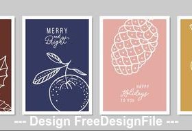 Christmas elements greeting card collection vector