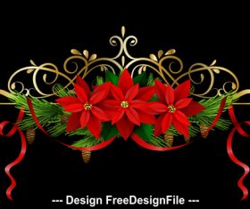 Christmas flowers decorative elements vector