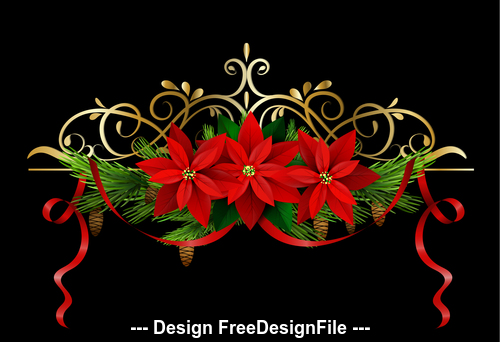 Christmas flowers decorative elements vector