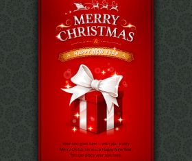 Christmas gift box greeting card cover vector