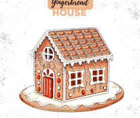 Christmas gingerbread house hand drawn illustration vector