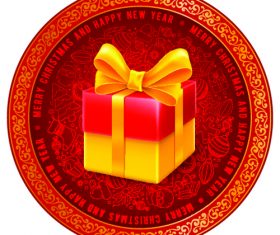 Christmas wrapped gift box card vector